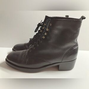 Women’s Lace Up Combat/Grunge Ankle Boots, 7M, Black, Leather Upper